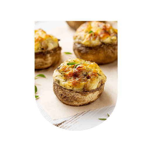 Stuffed mushrooms with tomato pesto and white wine